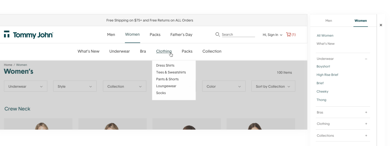 Design option A — multi-level text navigation